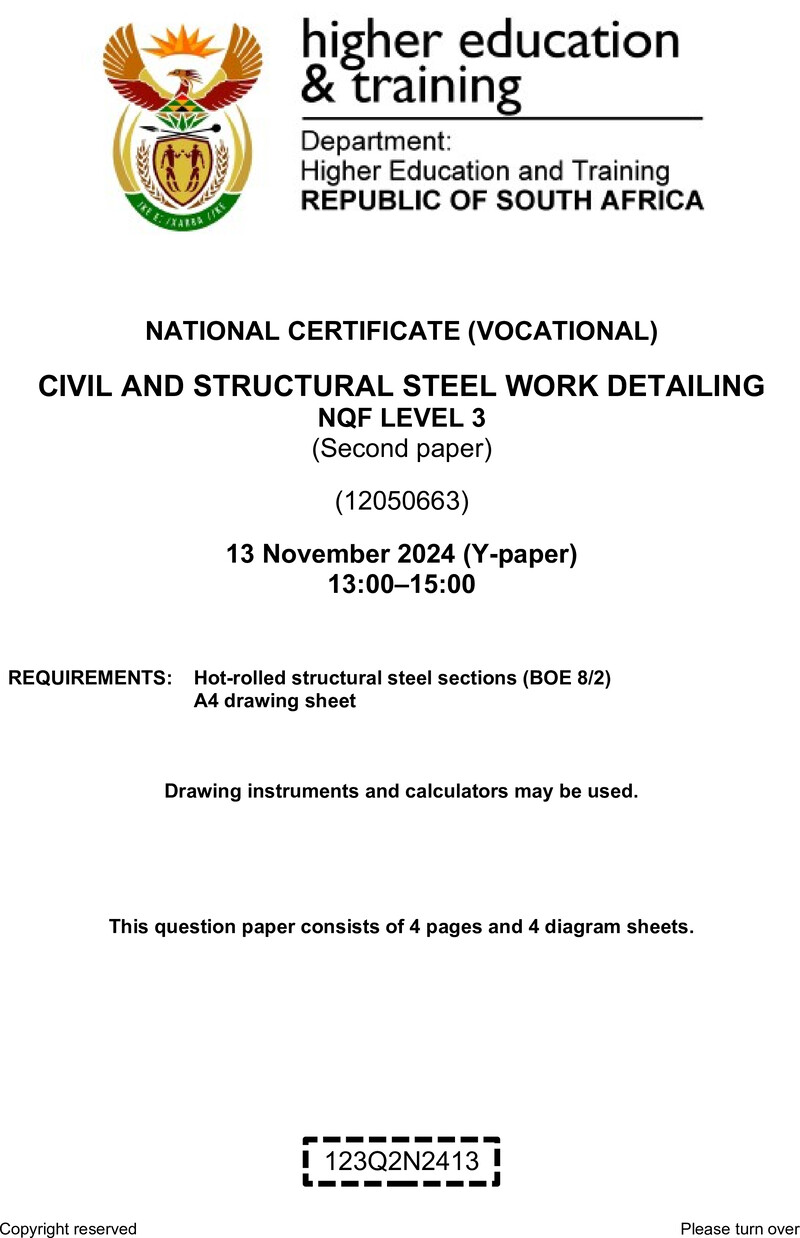 Nc450 Civil And Structural Steel Work Detailing L3 P2 QP Nov 2024