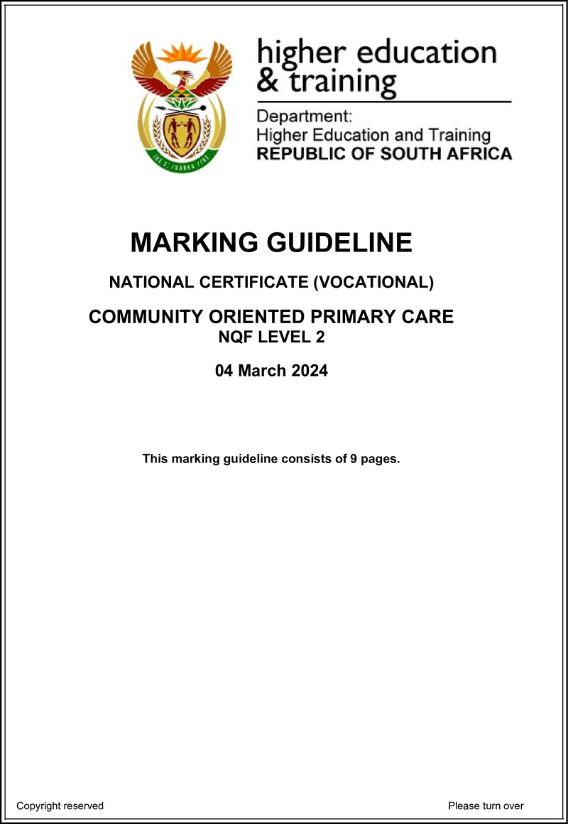 Nc490 Community Oriented Primary Care L2 Memo Supp 2024