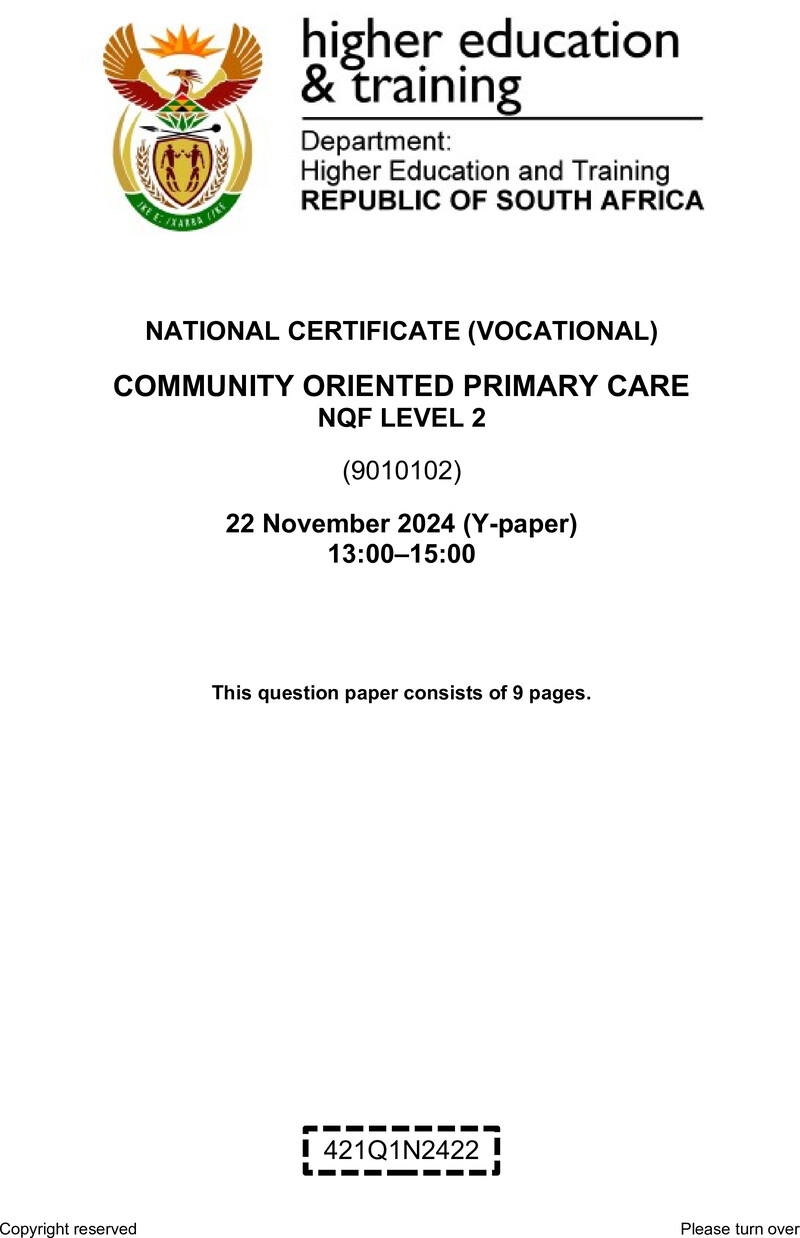 Nc490 Community Oriented Primary Care L2 QP Nov 2024
