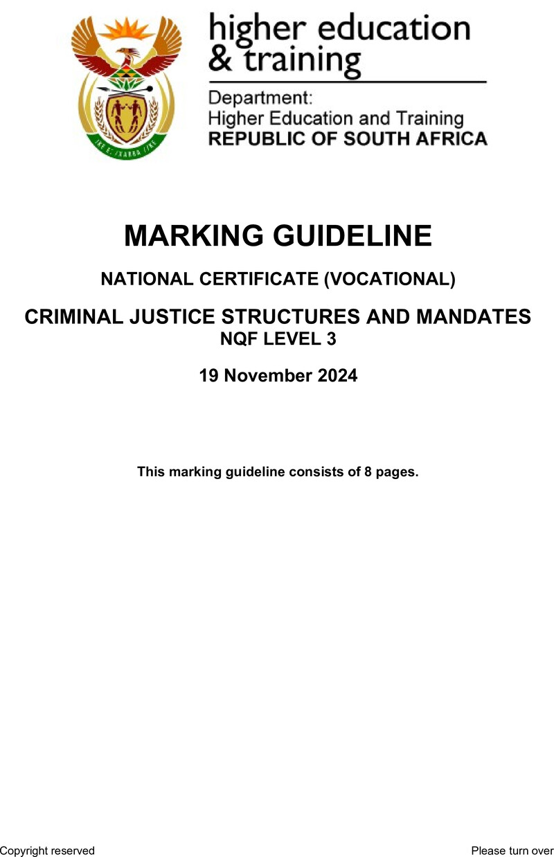 Criminal Justice Structures And Mandates L3 MEMO Nov 2024 preview