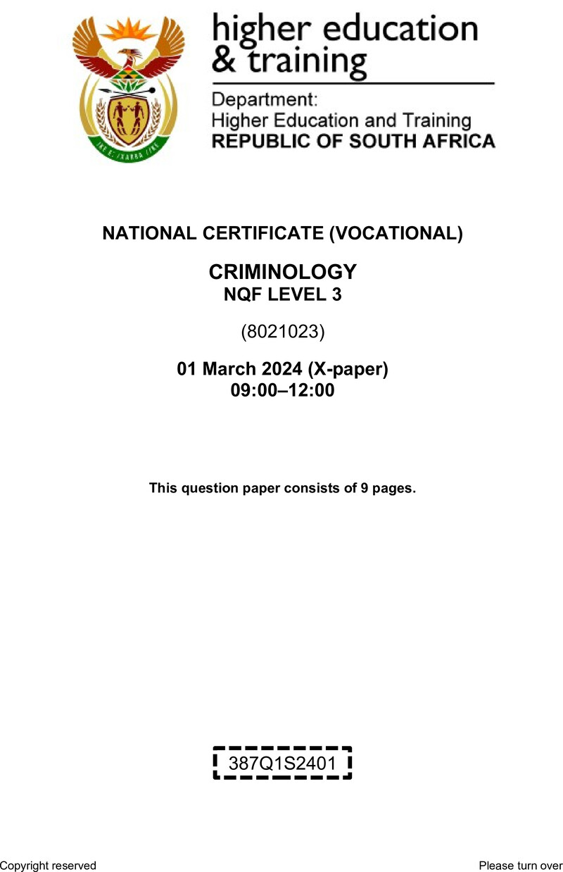 Criminology L3 QP Supp 2024 preview