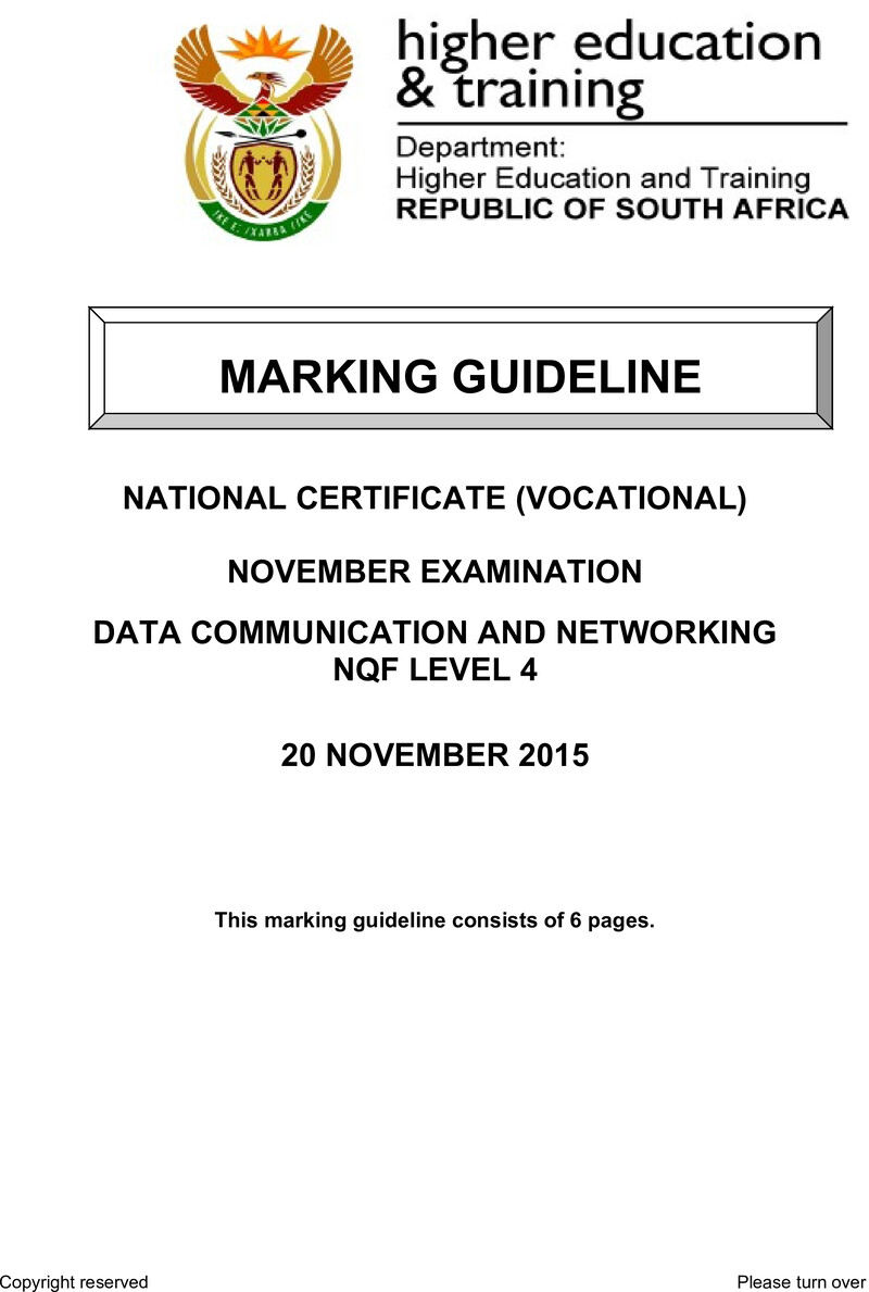 Nc740 Data Communication And Networking L4 Memo Nov 2015