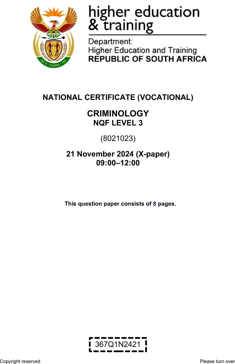 Nc750 Criminology L3 QP Nov 2024