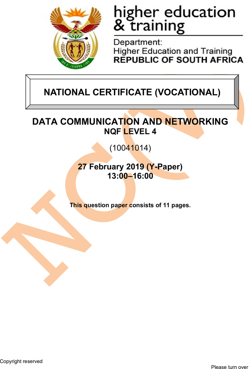 Nc750 Data Communication And Networking L4 QP Supp 2019