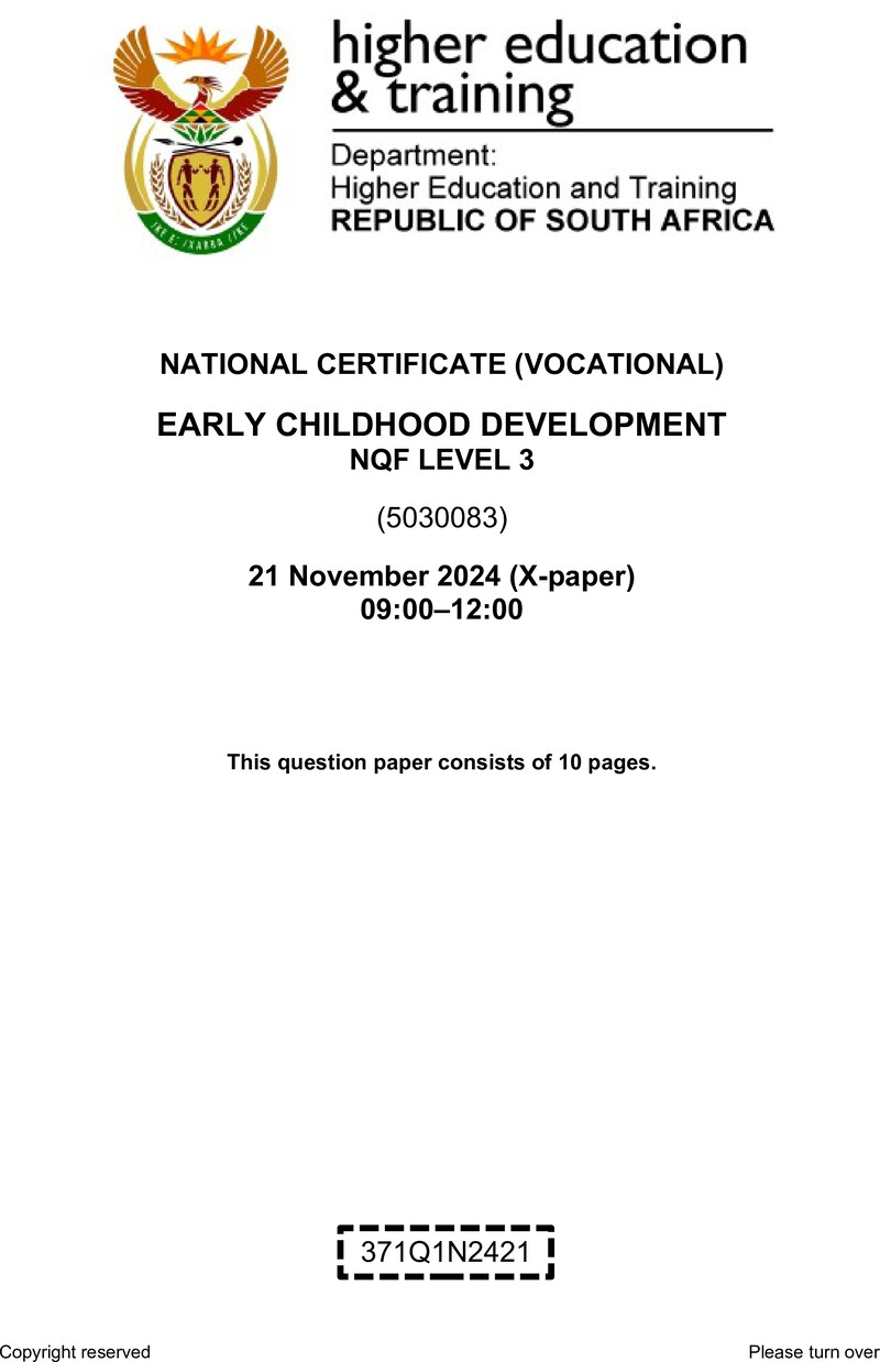 Nc830 Early Childhood Development L3 QP Nov 2024