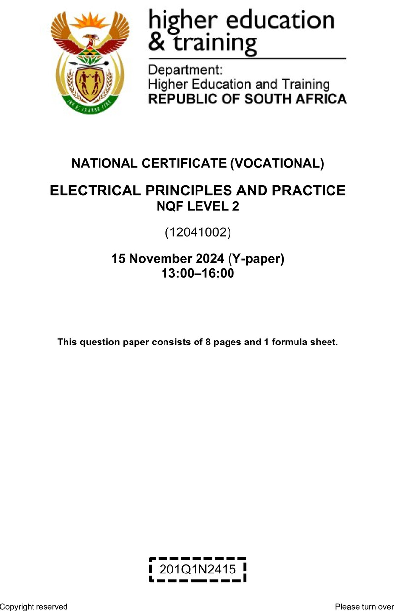Nc900 Electrical Principles And Practice L2 Nov QP 2024