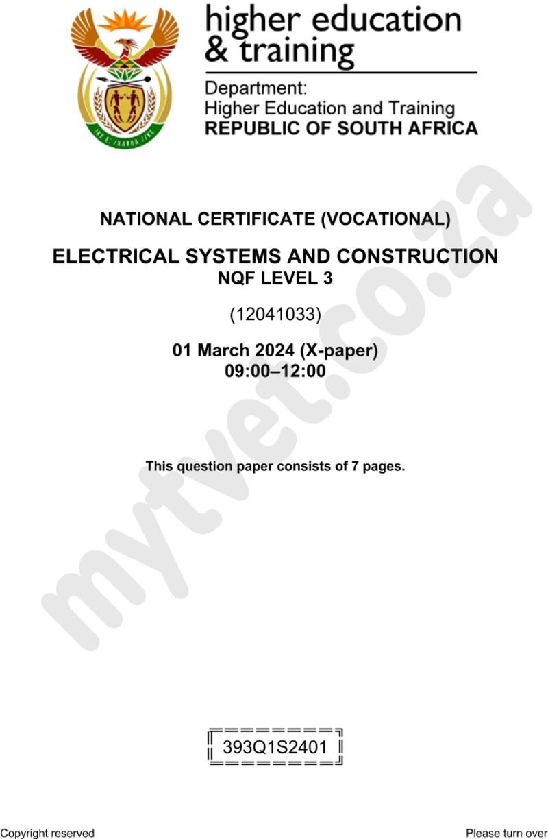 Electrical Systems And Construction L3 QP Supp 2024 preview
