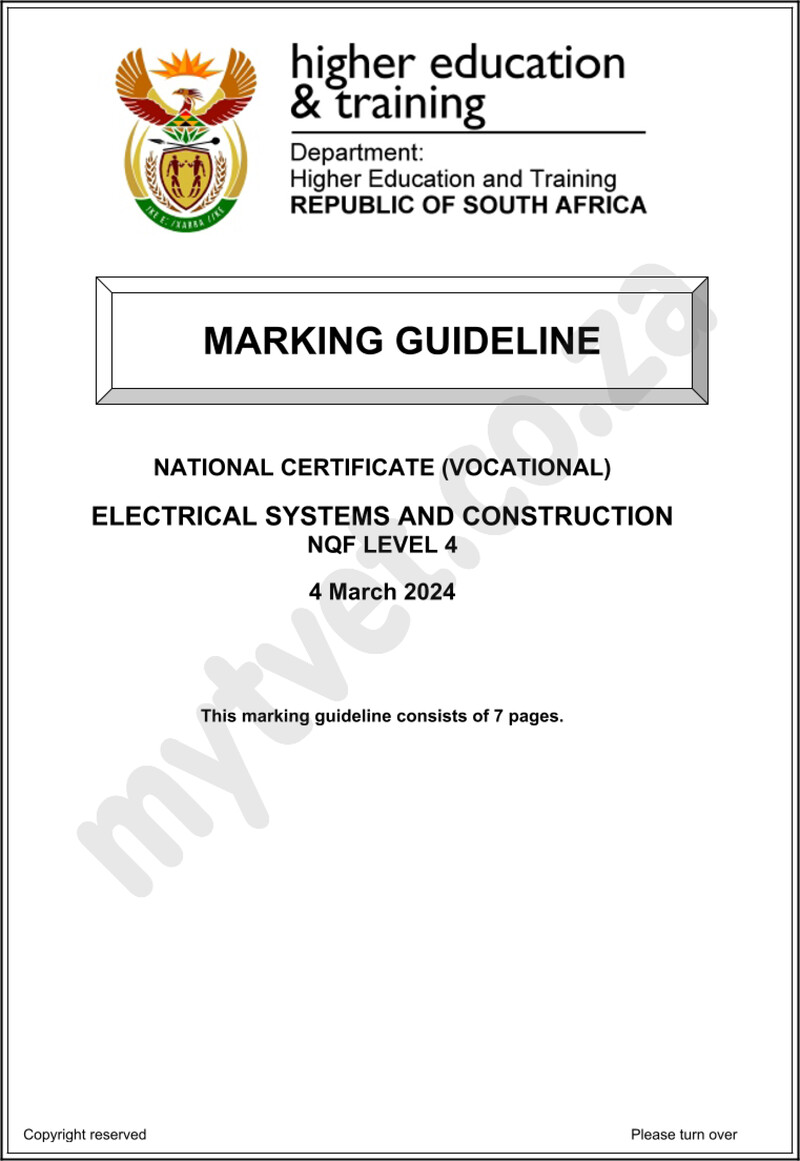 Nc930 Electrical Systems And Construction L4 Memo Supp 2024