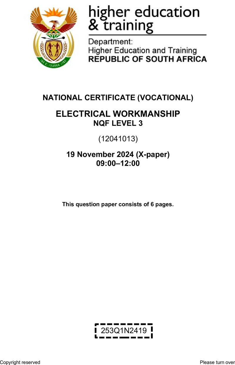 Nc940 Electrical Workmanship L3 QP Nov 2024