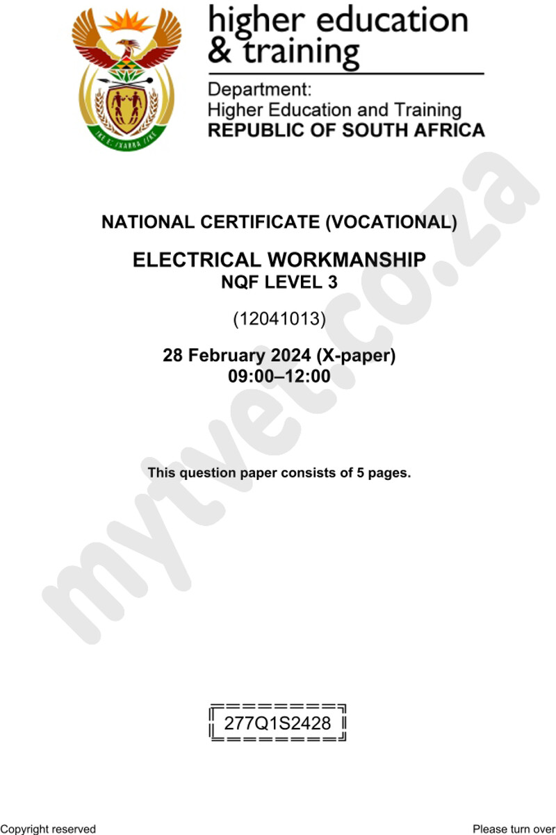 Nc940 Electrical Workmanship L3 Supp QP 2024