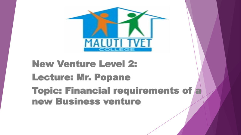 Entrepreneurship Financial Requirements L2 Sg
