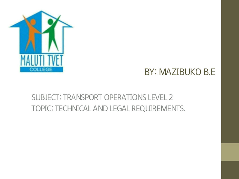Transport Operations Technical Legal Requirements L2 Sg