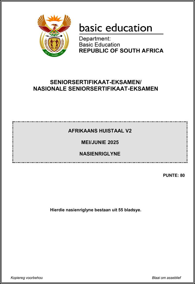 Grade 12 Afrikaans past paper 2025 – afrikaans hl p2 may june 2025 mg gr12