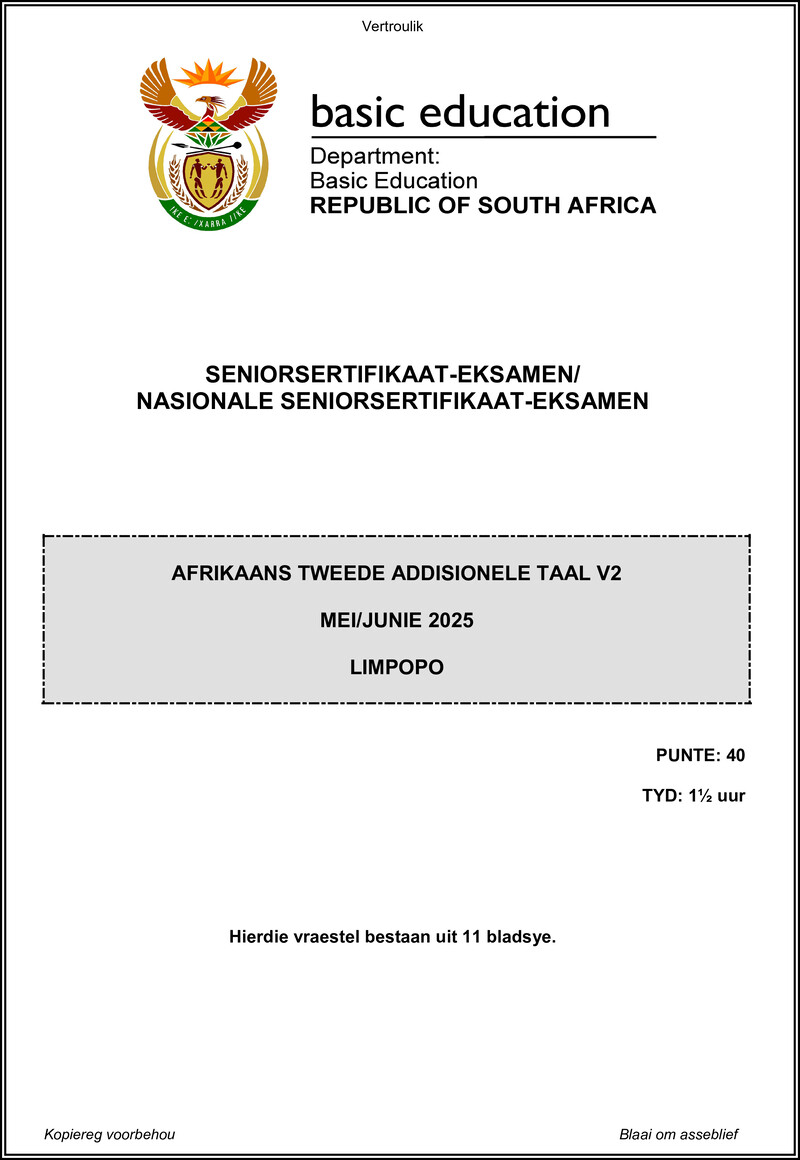Afrikaans Sal P2 May June 2025 Limpopo Gr12