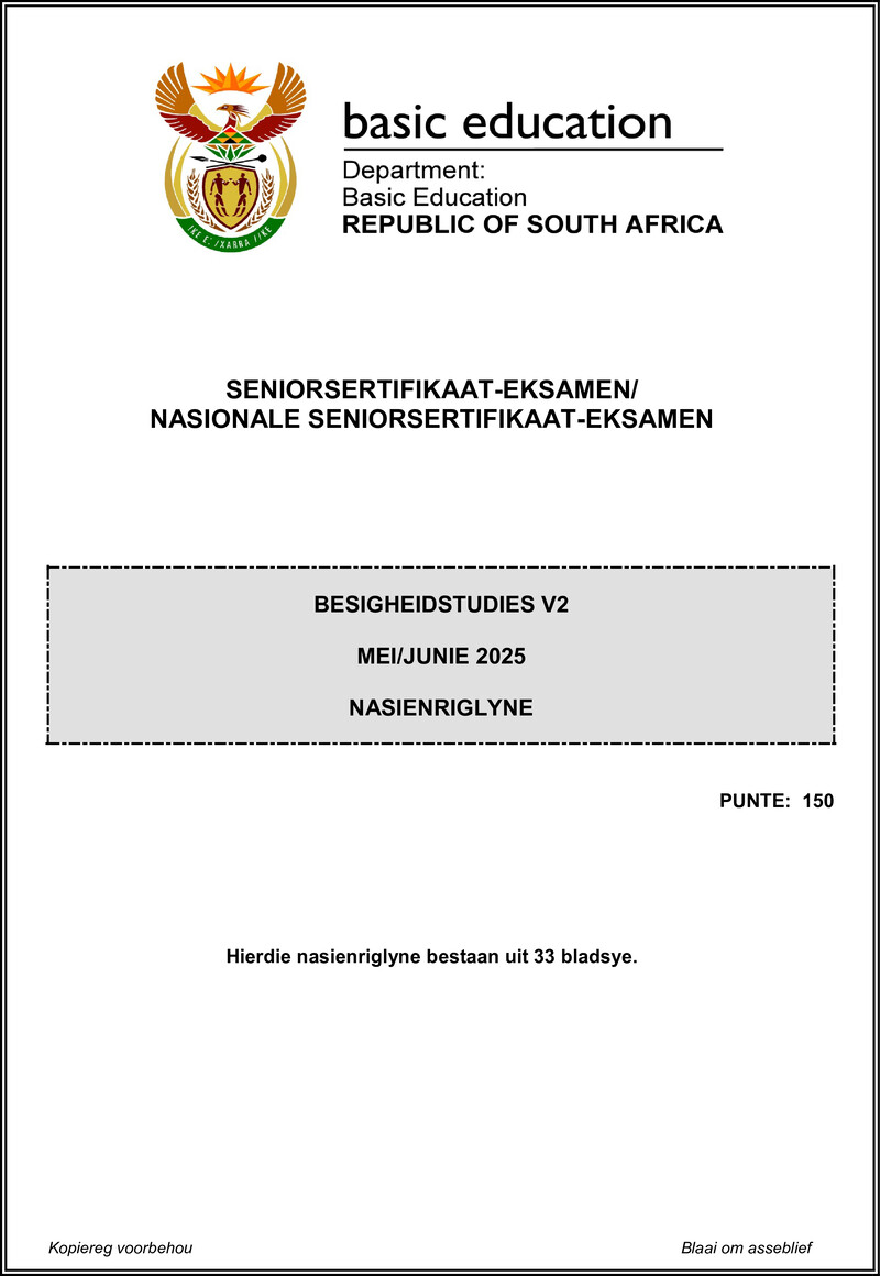 Grade 12 Business Studies past paper 2025 – business studies p2 may june 2025 mg afr gr12