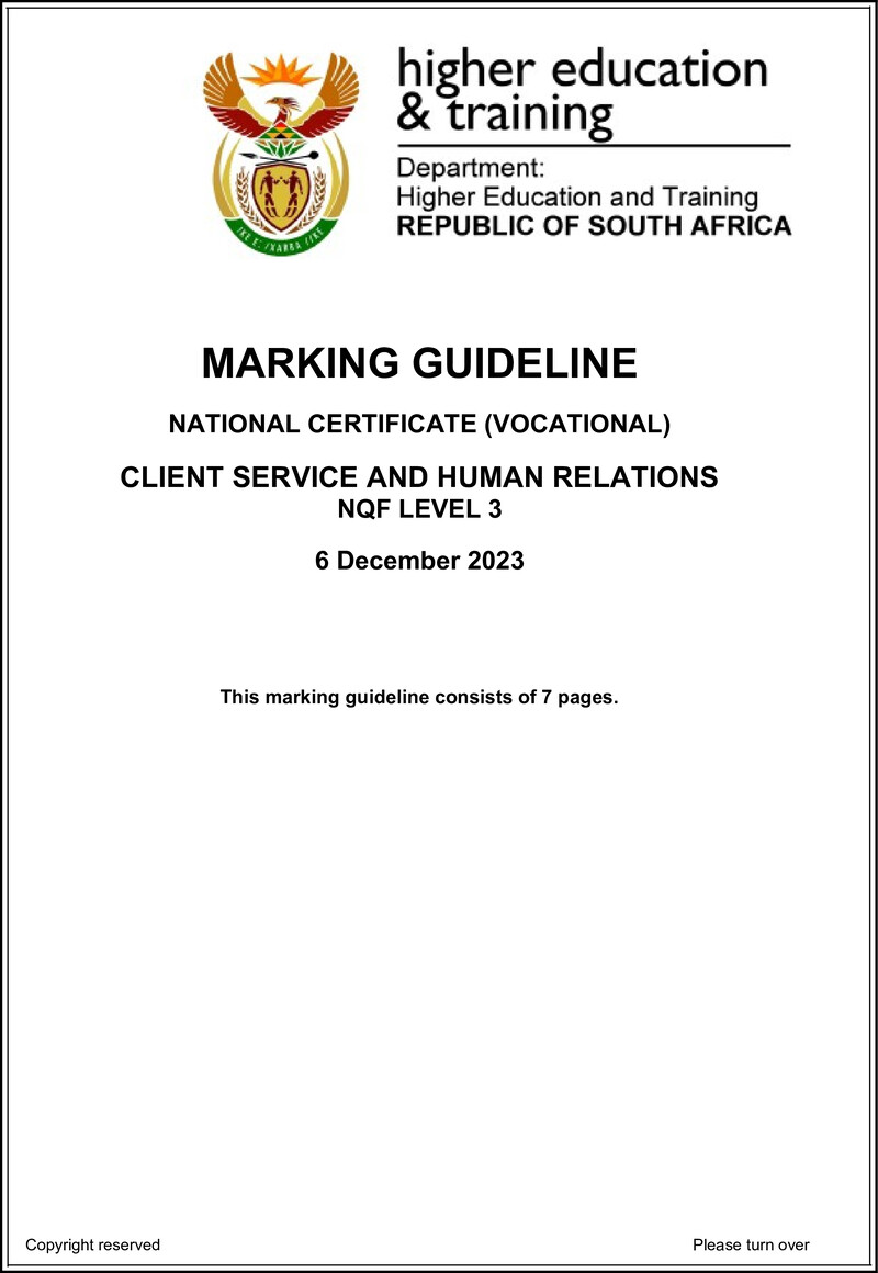 Nc470 Client Service And Human Relations L3 Memo Nov 2023 Signed Off