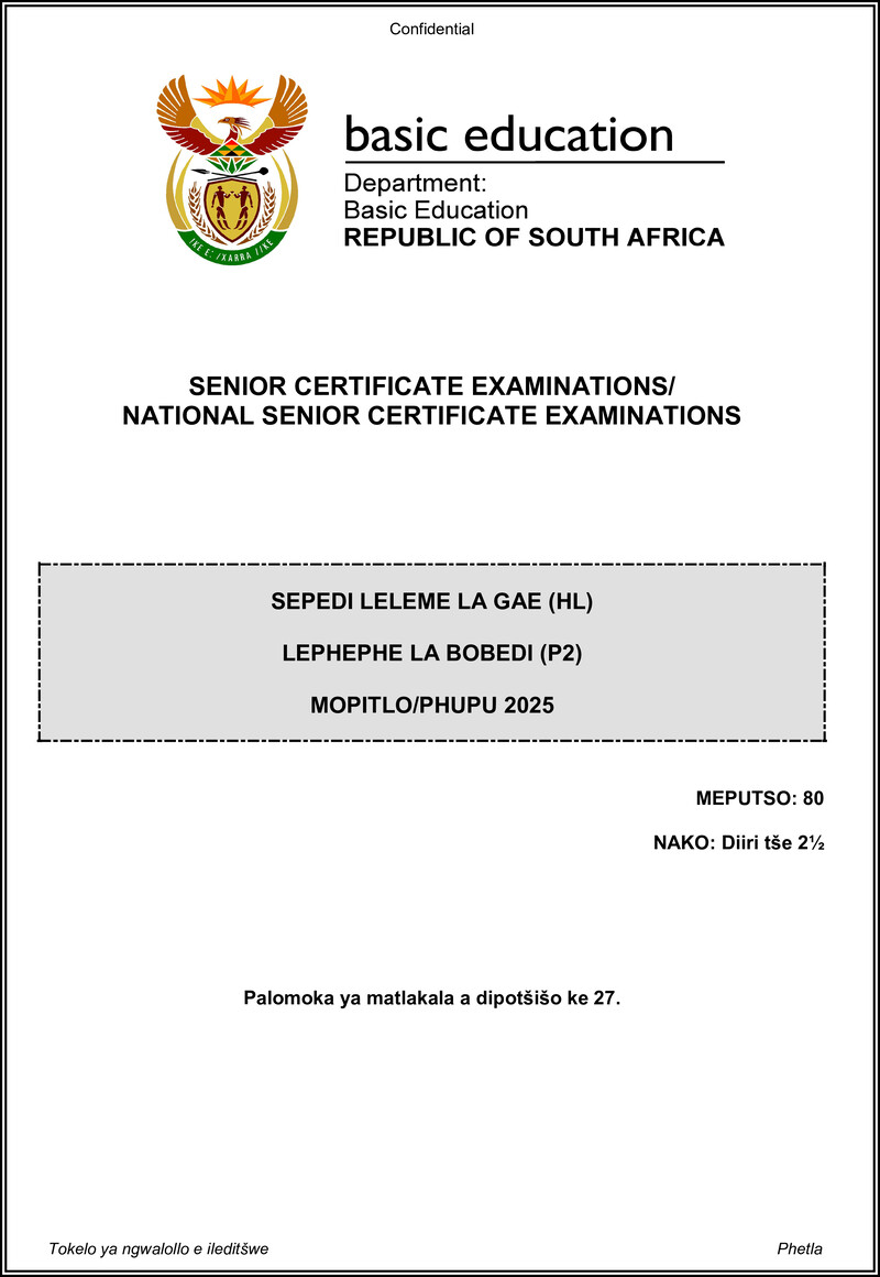 Sepedi Hl P2 May June 2025 Gr12