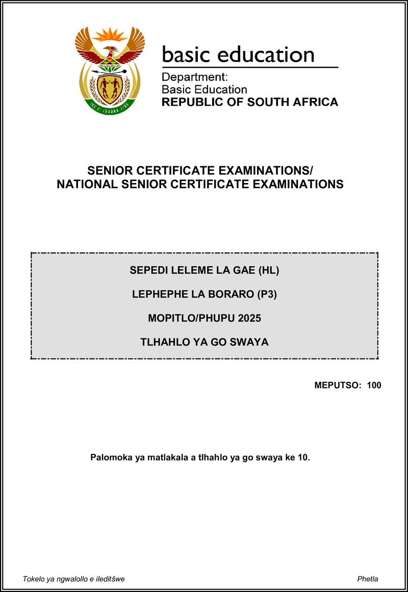 Sepedi Hl P3 May June 2025 Mg Gr12