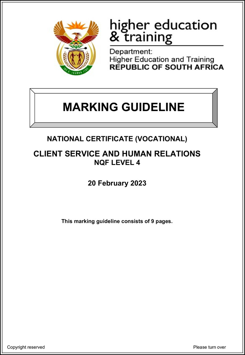 Nc480 Client Service And Human Relations L4 Memo Feb 2023 Signed Off