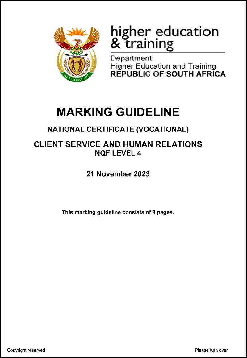 Client Services And Human Relations L4 Nov 2023 MEMO preview