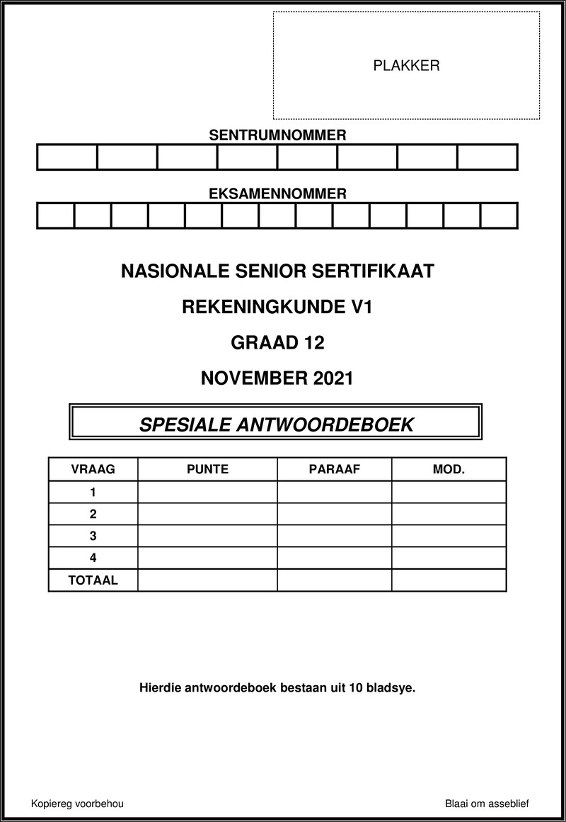 Accounting P1 Nov 2021 Answer Book Afr Gr12