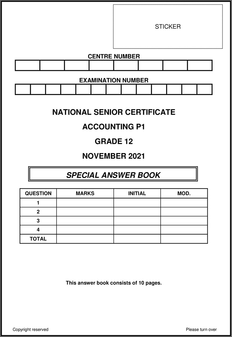 Accounting P1 Nov 2021 Answer Book Eng Gr12