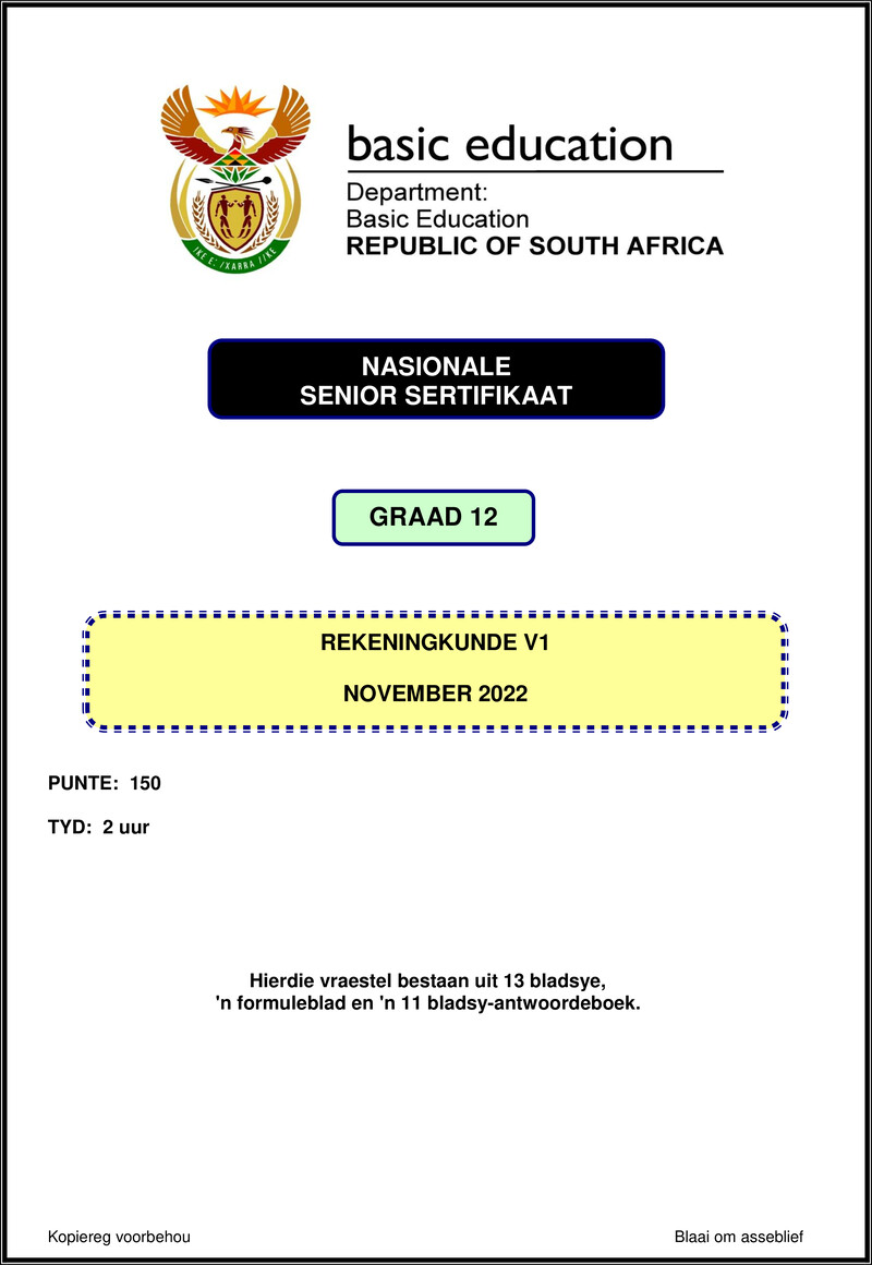 Accounting P1 Nov 2022 Afr Gr12