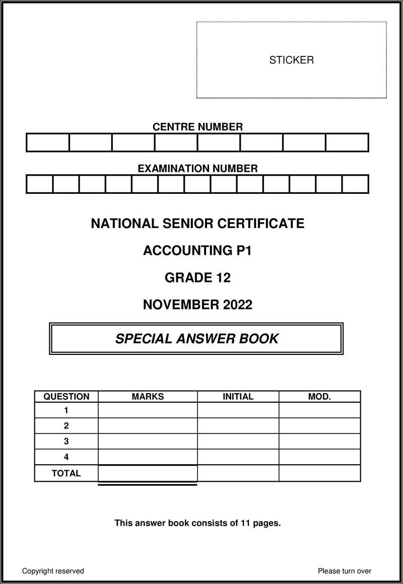 Accounting P1 Nov 2022 Answer Book Eng Gr12