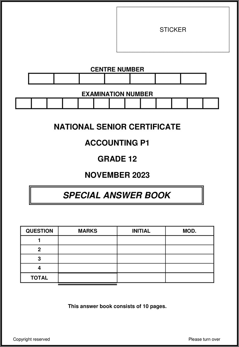 Accounting P1 Nov 2023 Answer Book Eng Gr12
