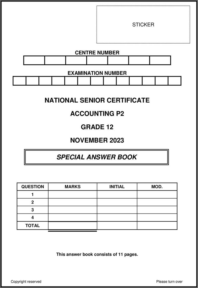 Accounting P2 Nov 2023 Answer Book Eng Gr12