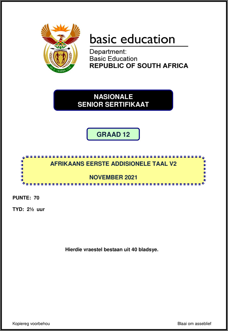 Afrikaans Fal P2 Nov 2021 Gr12