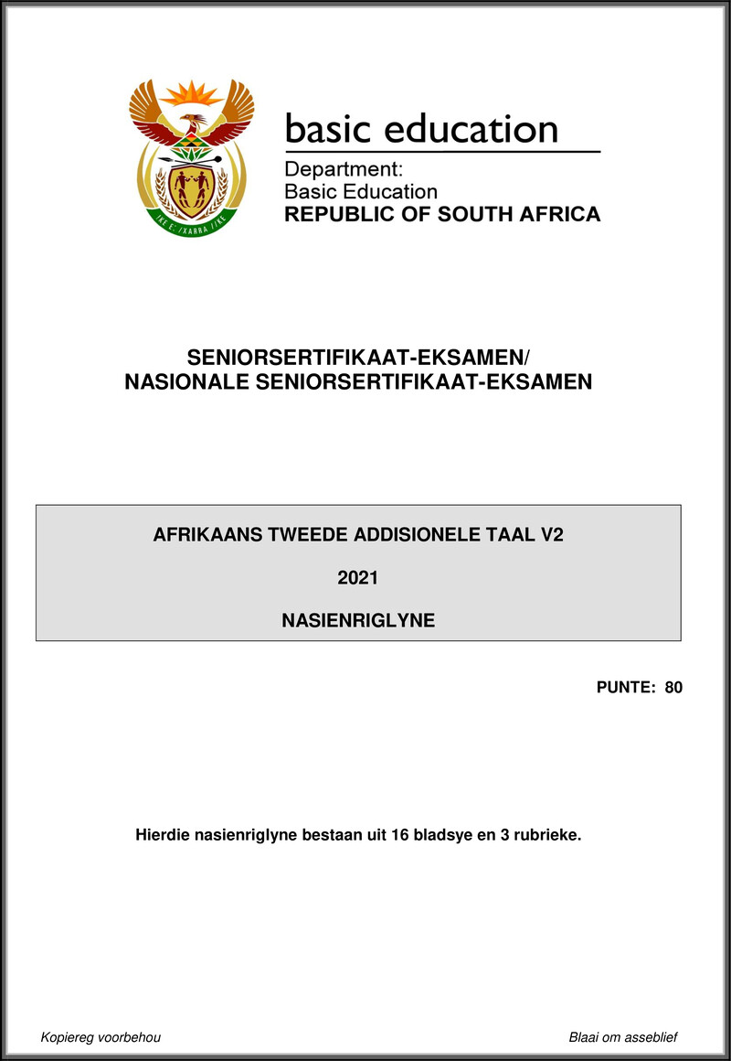 Grade 12 Afrikaans past paper 2021 – afrikaans sal p2 may june 2021 mg gr12