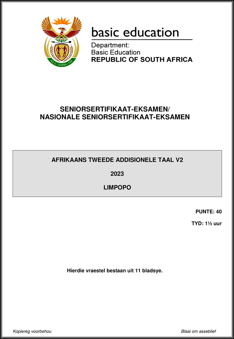 Afrikaans Sal P2 May June 2023 Limpopo Gr12