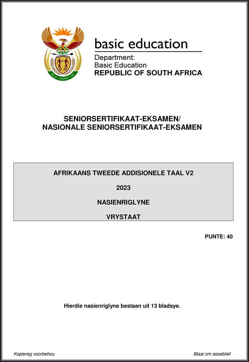 Afrikaans Sal P2 May June 2023 Mg Free State Gr12