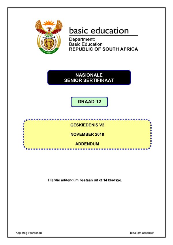 Paper 2 Addendum (Afrikaans) Gr12
