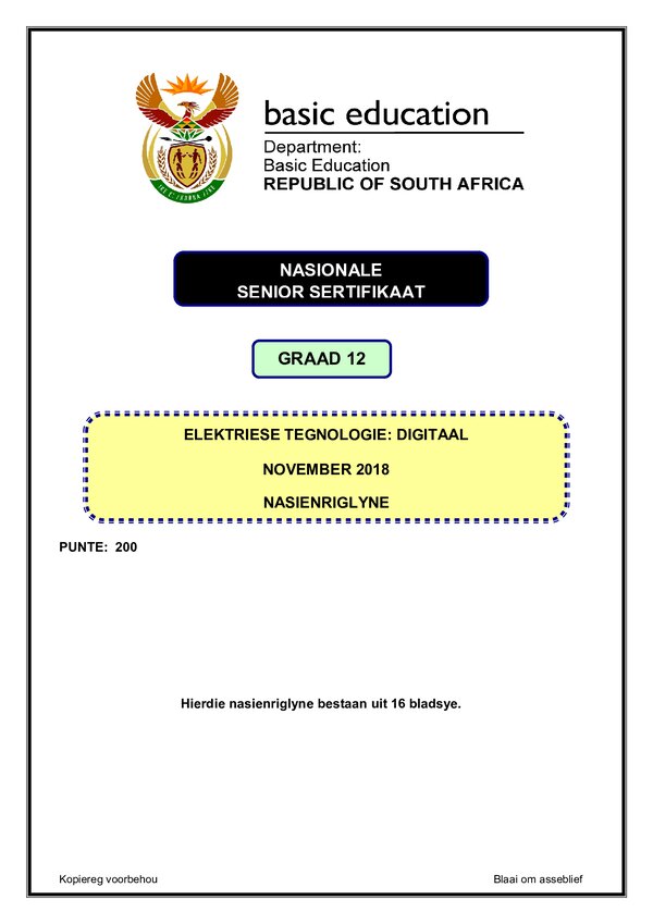 Digitals Memo 1 (Afrikaans) Gr12