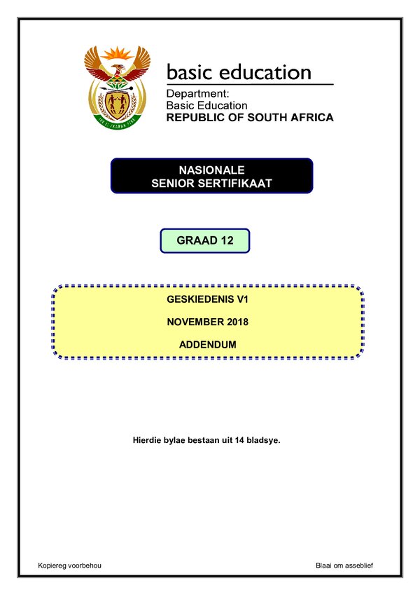 Paper 1 Addendum (Afrikaans) Gr12