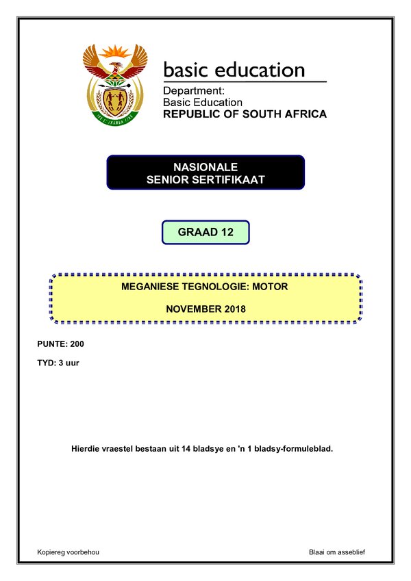 Automative Paper 1 (Afrikaans) Gr12
