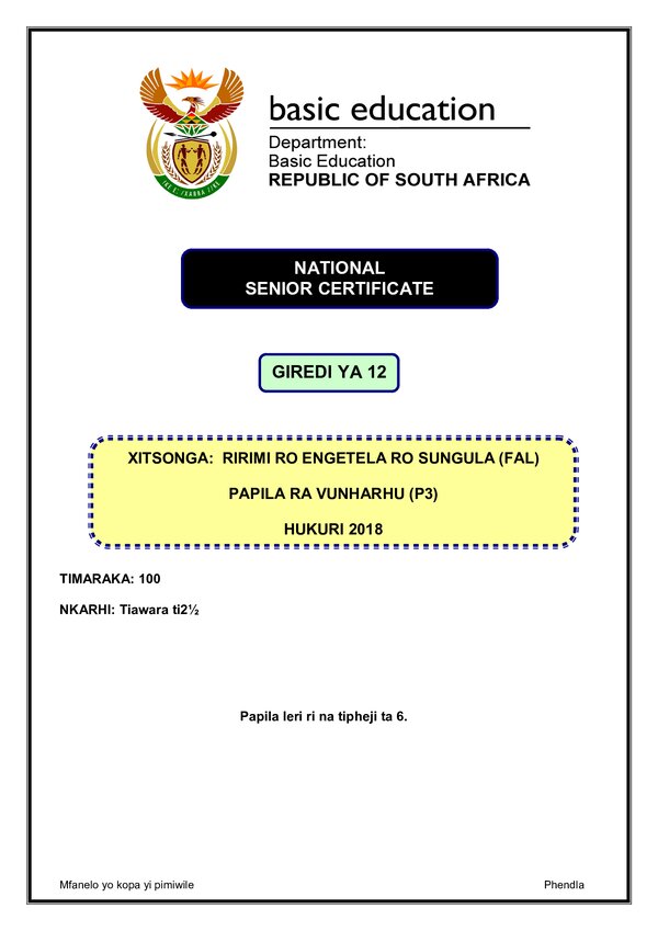 Xitsonga Fal P3 Gr12