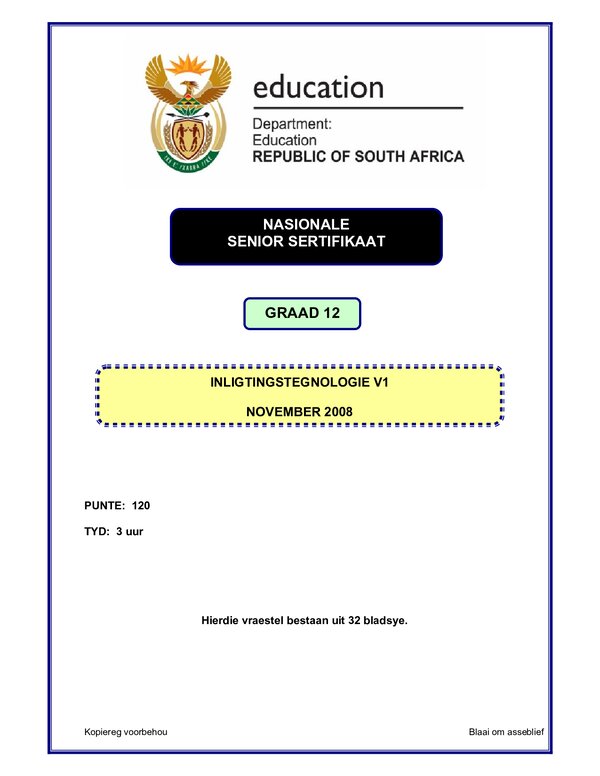 Information Technology P1 Afrikaans Gr12