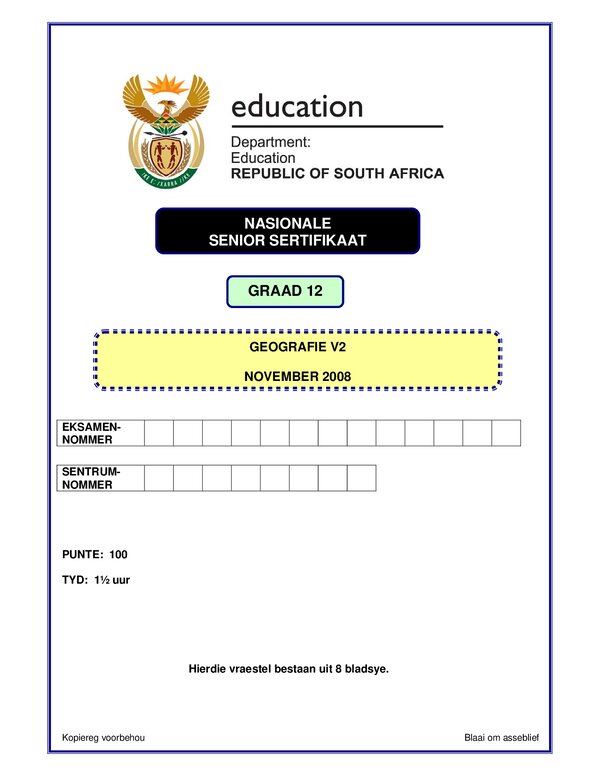 Geography P2 Afrikaans Gr12