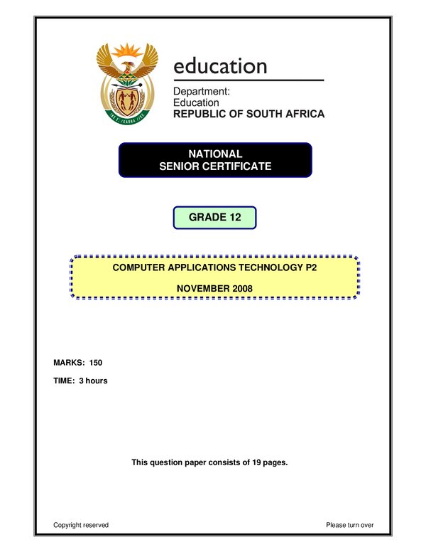 Computer Applications Technology P2 English Gr12