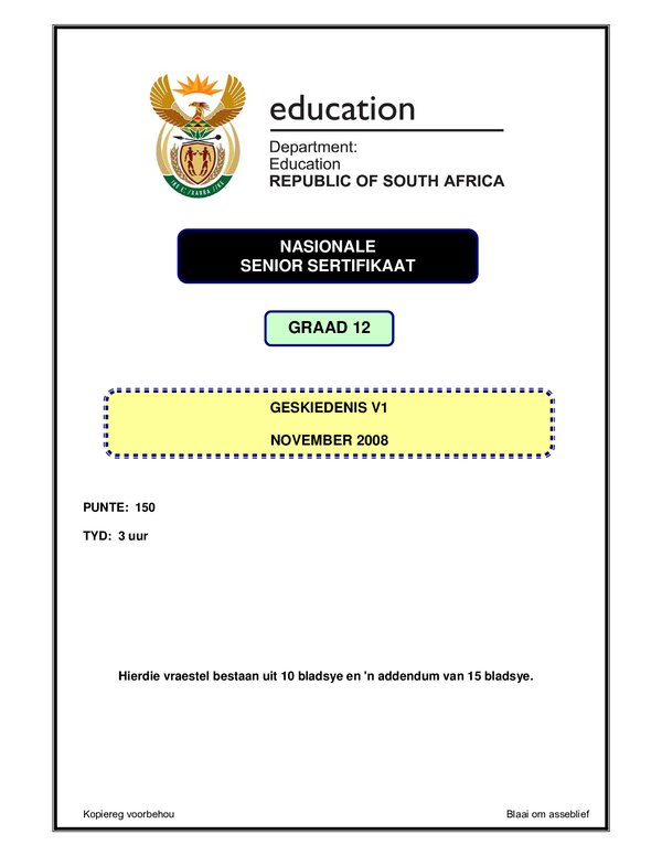 History P1 Afrikaans Gr12