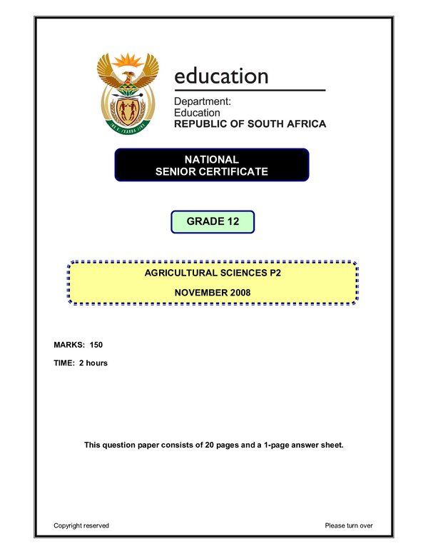 Agricultural Sciences P2 English Gr12