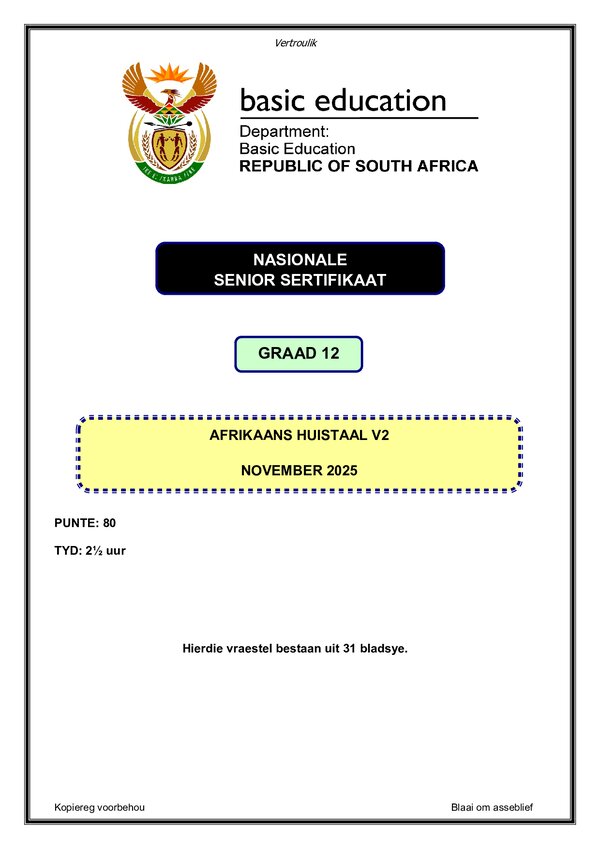 Afrikaans Hl P2 Gr12