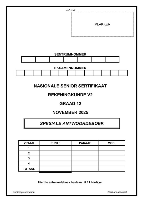 Paper 2 Answerbook (Afrikaans) Gr12