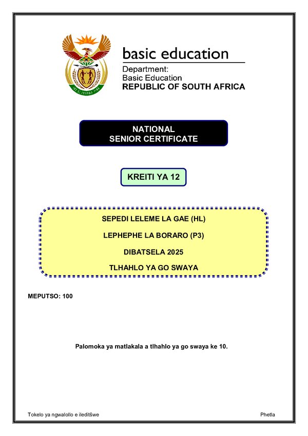 Sepedi Hl P3 Memo Gr12