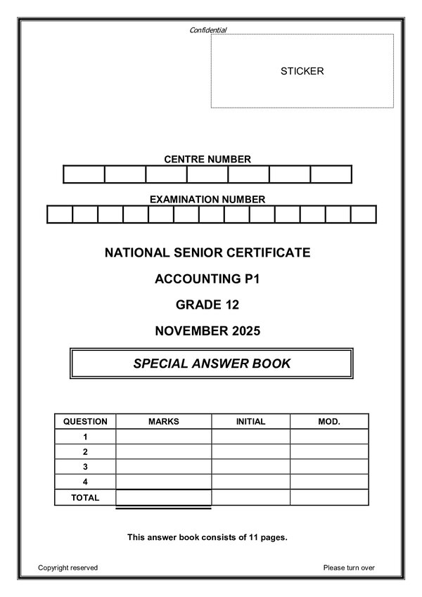 Grade 12 English past paper 2025 – Paper 1 Answer Book (English) gr12