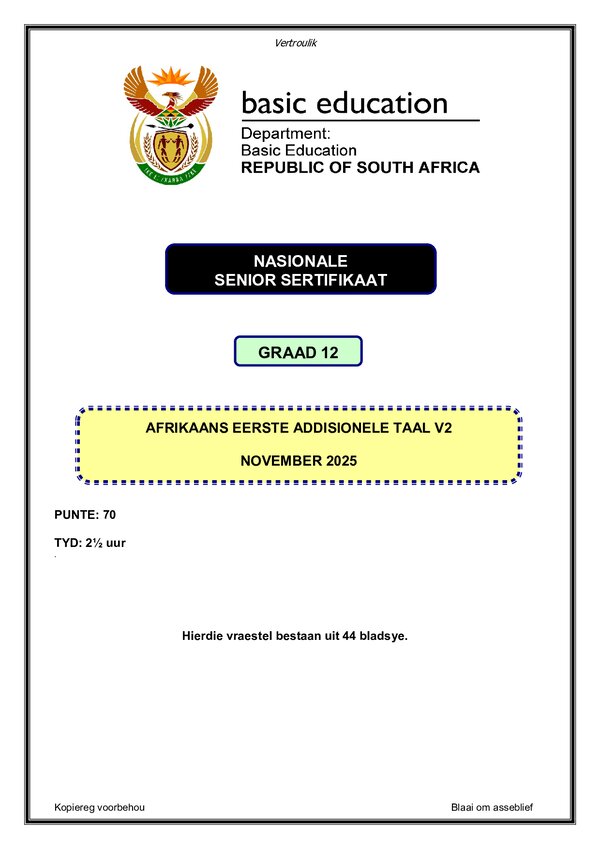 Afrikaans Fal P2 Gr12