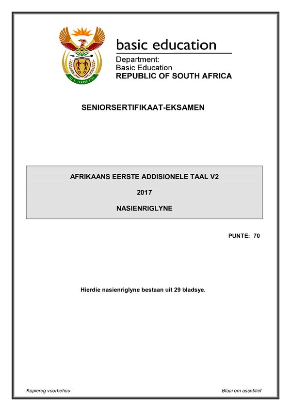 Afrikaans Fal P2 Memo Gr12